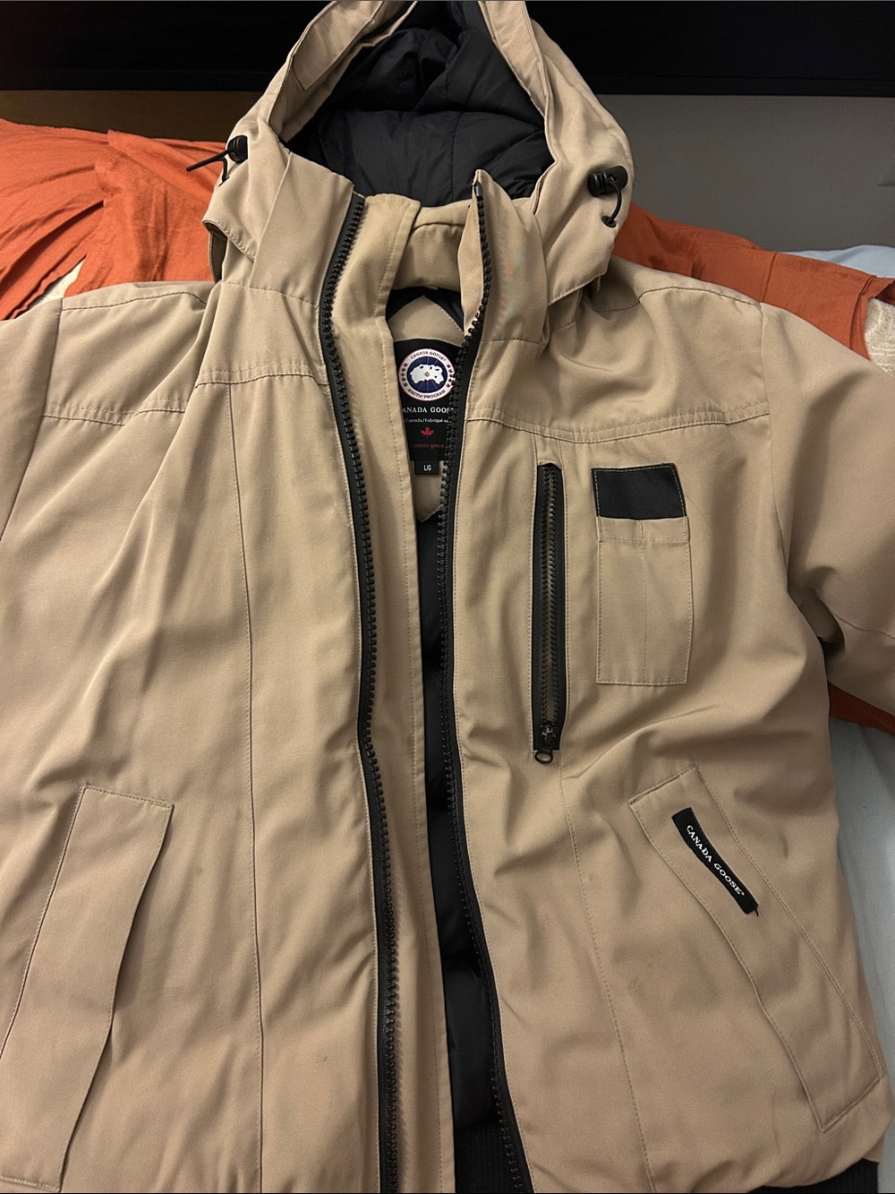 Canada Goose Beige/Tan Men's Hooded Puffer Jacket